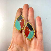 Load image into Gallery viewer, Scalloped Rustic Patchwork Tin Earrings