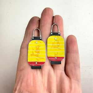 Kanji Yellow Lantern Tin Earrings