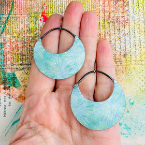 Aqua Fireworks Crescent Circles Tin Earrings