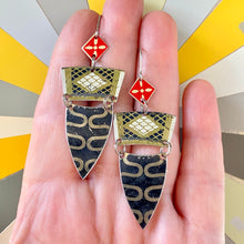Load image into Gallery viewer, Midnight, Gold &amp; Red Diamond Earrings