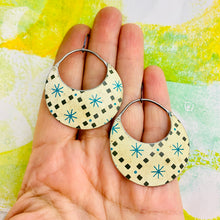 Load image into Gallery viewer, Retro Starburst Crescent Circles Tin Earrings