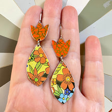 Load image into Gallery viewer, Allover Flowers and Orange Tulip Earrings