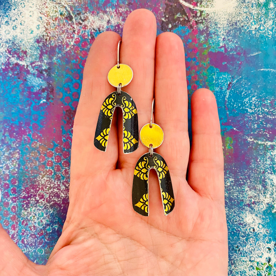 Gold & Midnight Upcycled Tin Earrings