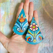 Load image into Gallery viewer, Mixed Rosemaling Cones Tin Earrings