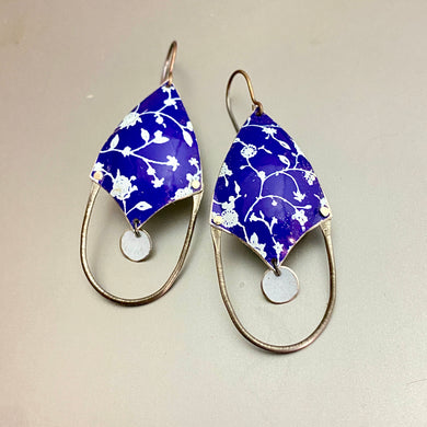 Icy Blue on Cobalt Shielded Tin Earrings