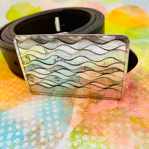 Silvery Waves Tin Belt Buckle