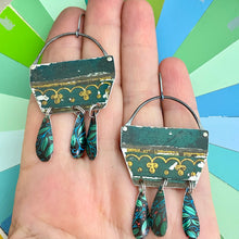 Load image into Gallery viewer, Vintage Dark Teal Chandelier Tin Earrings