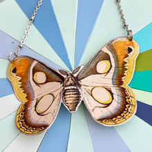 Load image into Gallery viewer, Gray &amp; Gold Moth Upcycled Tin Necklace