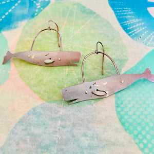 Happy Sperm Whales Upcycled Tin Earrings