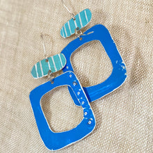 Load image into Gallery viewer, Two Blues Mod Tin Earrings