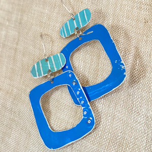 Two Blues Mod Tin Earrings