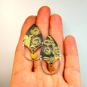 Golden Flowers Shielded Tin Earrings