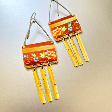 Coppery Rectdangle Tin Earrings