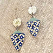 Load image into Gallery viewer, Midnight Blue Harlequin Pattern Little Drop Earrings