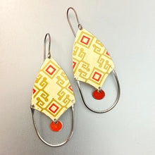 Load image into Gallery viewer, Golden Maze on Cream Shielded Tin Earrings