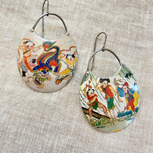 Load image into Gallery viewer, Celebration Oval Crescent Tin Earrings