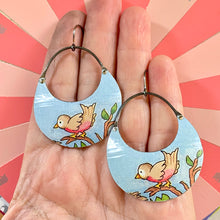 Load image into Gallery viewer, Sweet Little Birds Crescent Circle Earrings
