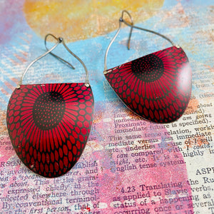 Scarlet Sunflowers Upcycled Tin Earrings