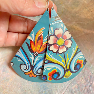 Mixed Rosemaling Cones Tin Earrings