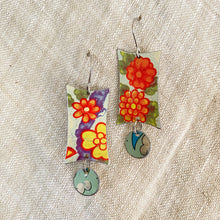 Load image into Gallery viewer, Orange-y Blossoms Mod Rectangle Earrings