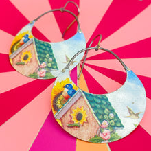 Load image into Gallery viewer, Bluebird House Crescent Circle Earrings