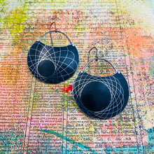 Load image into Gallery viewer, Spirograph on Black Circles Tin Earrings