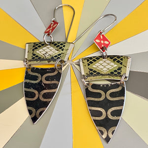 Midnight, Gold & Red Diamond Earrings