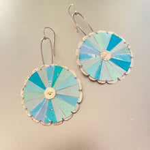 Load image into Gallery viewer, Rave Mandala Aqua Tin Earrings