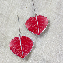 Load image into Gallery viewer, Red Aspen Leaves Tin Earrings
