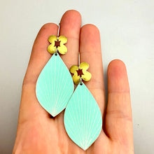 Load image into Gallery viewer, Golden Blossom &amp; Turquoise Sunray Tin Earrings