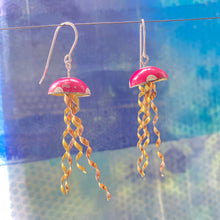Load image into Gallery viewer, Red with White Dots Jellyfish Tin Earrings