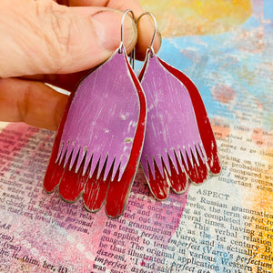 Lilac & Claret Fantasy Flowers Tin Earrings