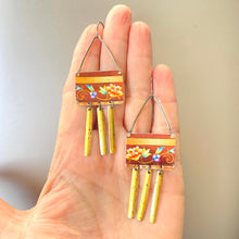 Load image into Gallery viewer, Coppery Rectdangle Tin Earrings