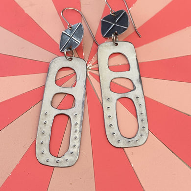 Midnight & White Mod Tin Earrings