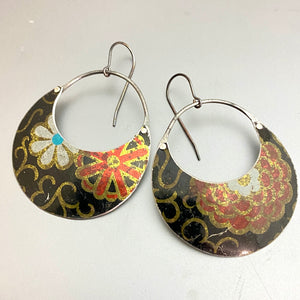 Vintage Stylized Crescent Tin Earrings