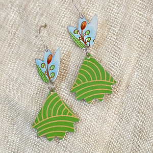 Pinked Edge Greens Earrings