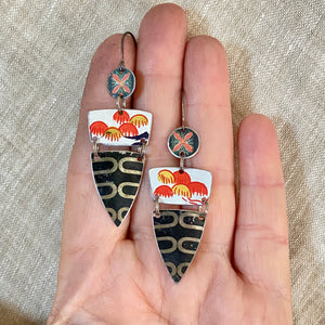 Midnight, Gold & Red Earrings