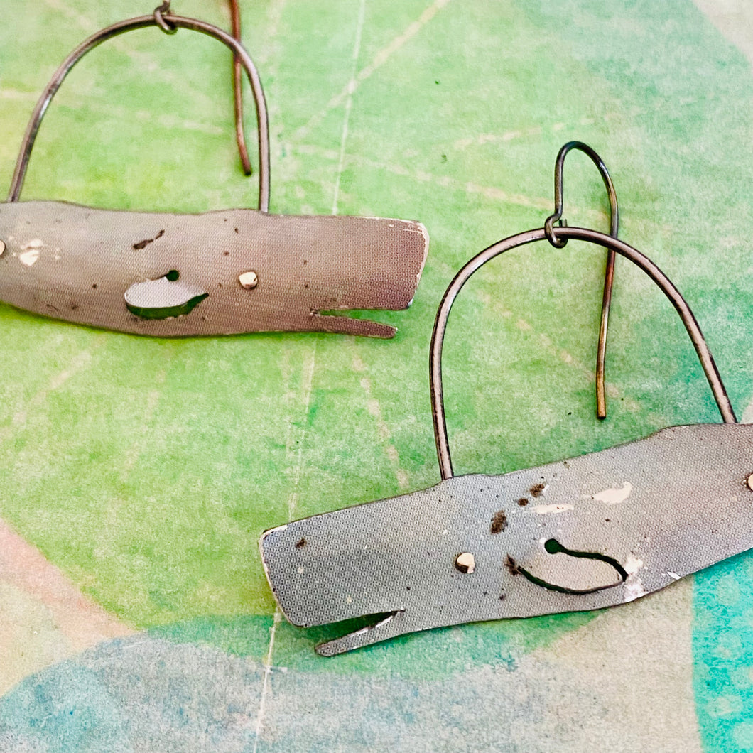 Happy Sperm Whales Upcycled Tin Earrings