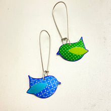 Load image into Gallery viewer, Little Patterned Birds Upcycled Tin Earrings