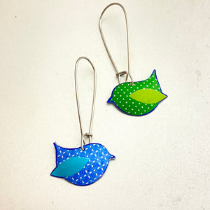 Little Patterned Birds Upcycled Tin Earrings