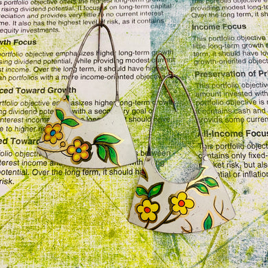 Little Yellow Flowers Fan Tin Earrings