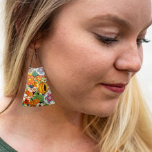 Load image into Gallery viewer, Flower Field Upcycled Tin Long Fans Earrings