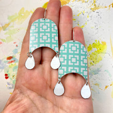 Load image into Gallery viewer, Seafoam Square Pattern Tin Earrings