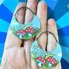 Load image into Gallery viewer, Little Red Shrooms Crescent Circles Tin Earrings