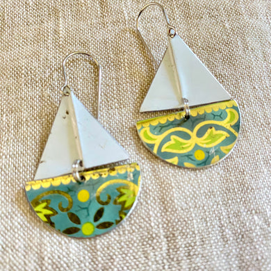 Vintage Blue Sailboat Earrings