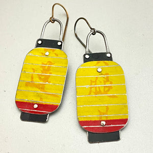 Kanji Yellow Lantern Tin Earrings