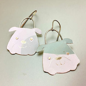 Two Toned Bulldogs Tin Earrings