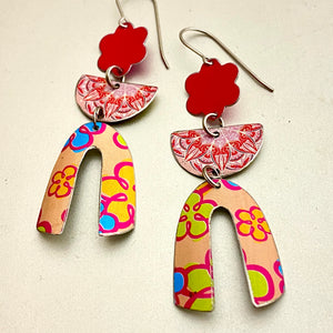 Mixed Pinks Angels Tin Earrings