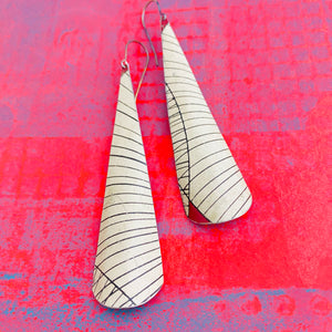 Vintage Linear Long Drop Tin Earrings
