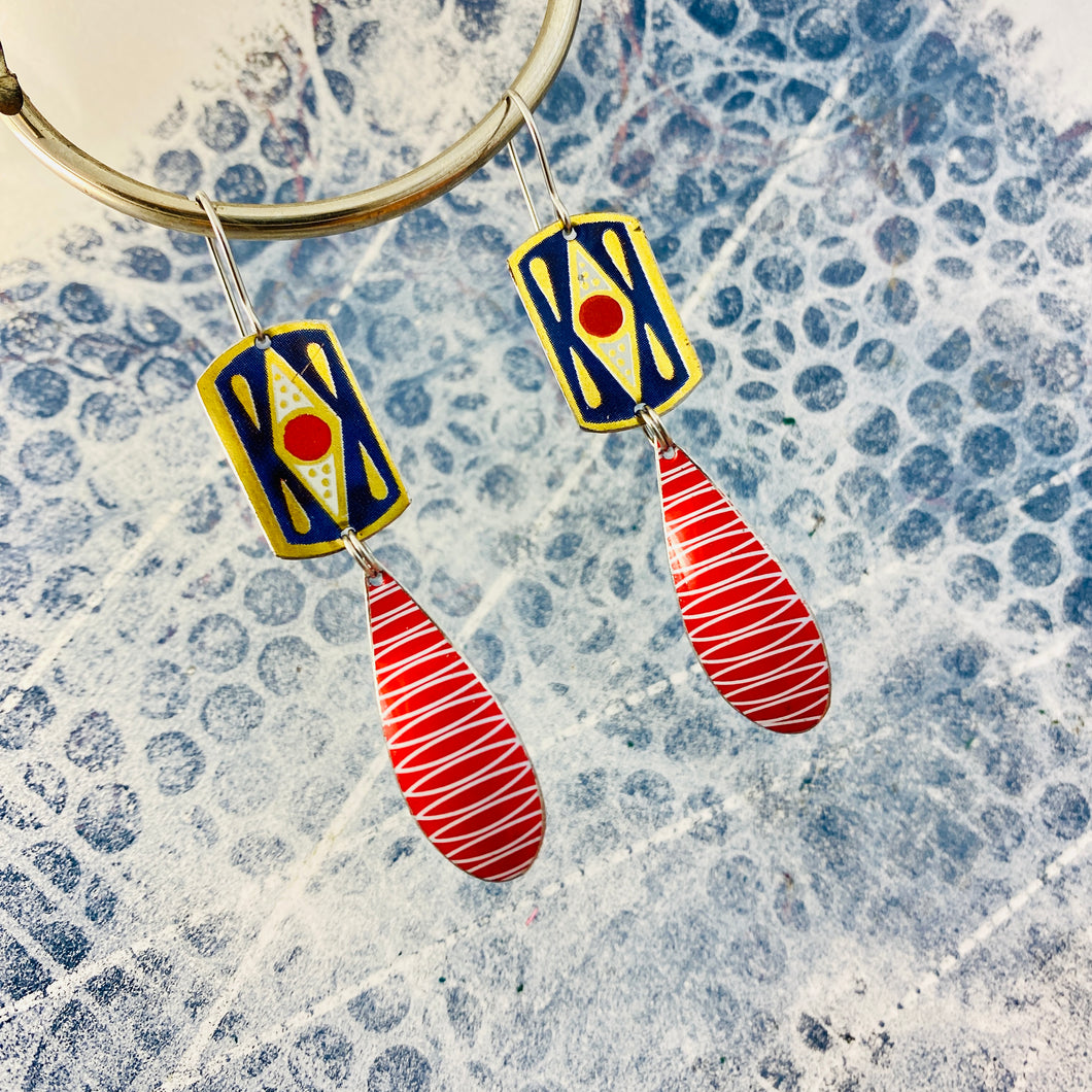 Springy Upcycled Tin Earrings